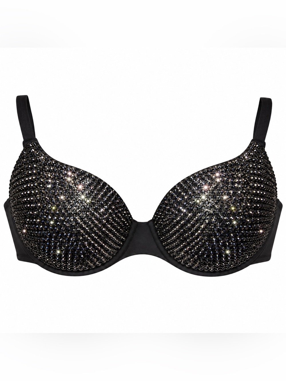 32B Black Diamond Crystal Design Rhinestone Crystal Glam Bra New Custom